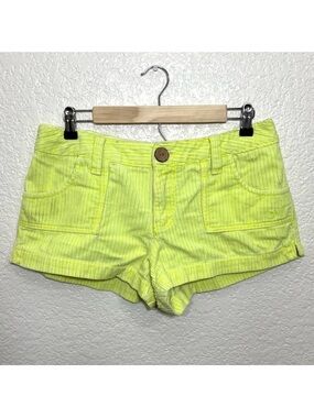 Vintage Y2K Neon Yellow Wide Wale Corduroy Shorts Mid Rise Size 11